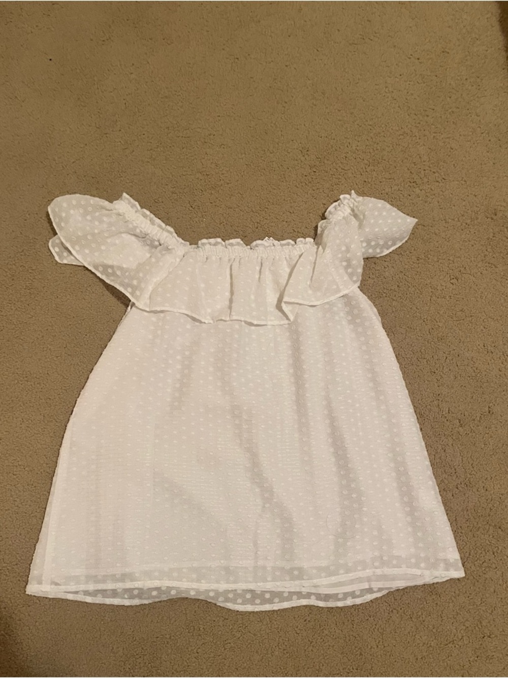 LOFT White Off-Shoulder Swiss Dot Tunic